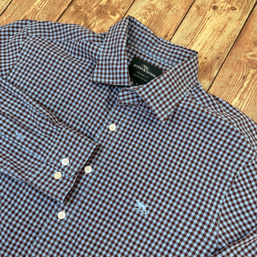 Rodd & Gunn Original Fit Button Up Shirt Mens Medium Blue Red Gingham Cotton